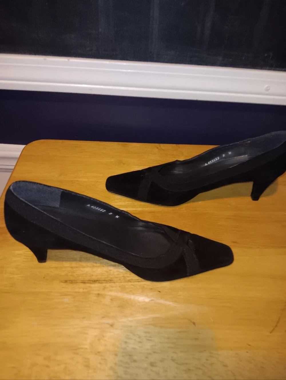 Stuart Weitzman Suede Black Square-Toe Slip-On Pumps Size 9